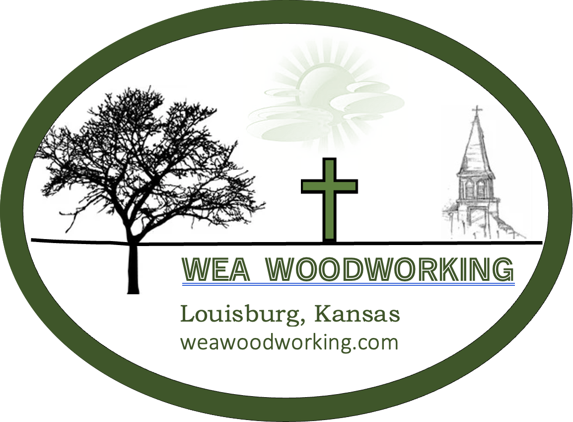 Manufacturer of handmade, hardwood cutting boards, wood products, that make great wedding gift, Christmas gift, housewarming gifts.  Wea woodworking.  Family operated business in Louisburg, KS.  Logo with tree, cross, church steeple.