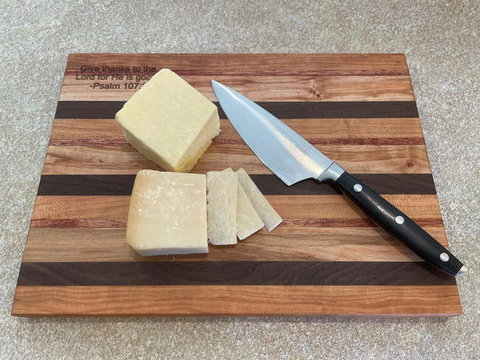 Beautiful handmade cutting board, exotic and domestic hardwood, 9" x 12"
